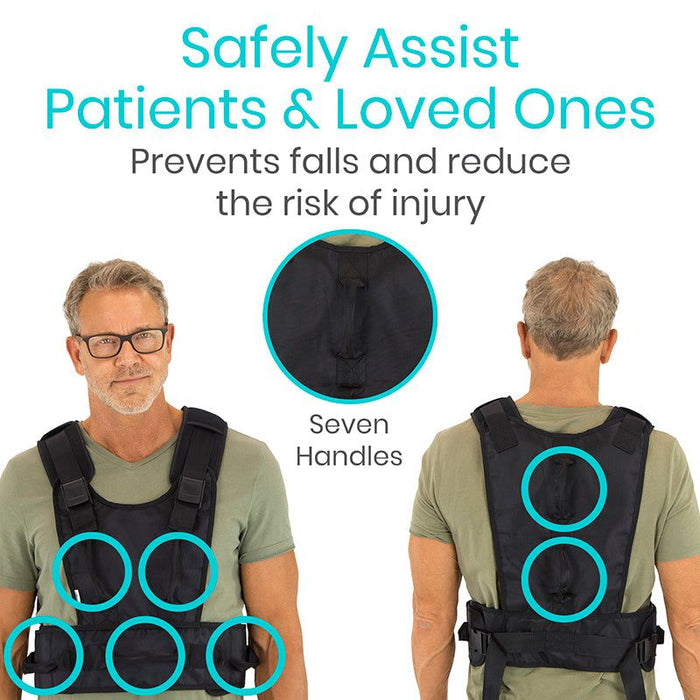 transfer harness with 7 handles to safely assist patients