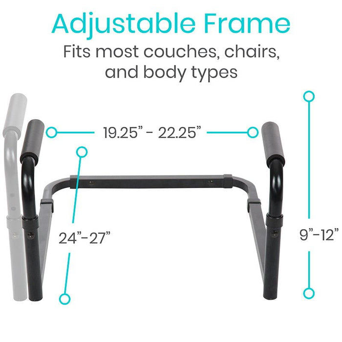 adjustable frame fits most couches, chairs, and body types