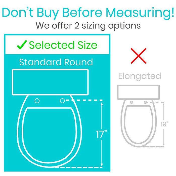 2 sizing options available for standard round & elongated toilets