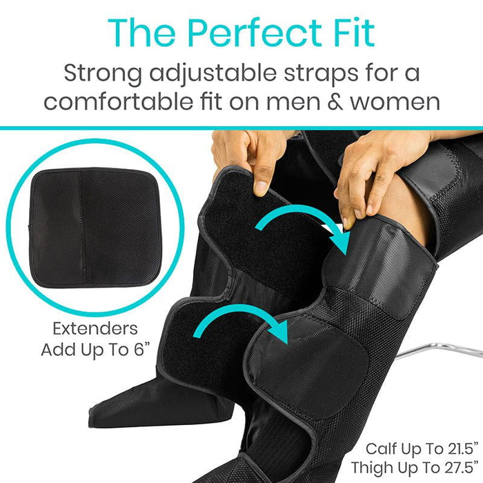 adjustable straps on full leg compression massager