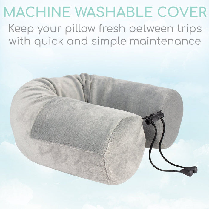 Machine washable cover. Keep your pillow fresh between trips with quick and simple maintenance.