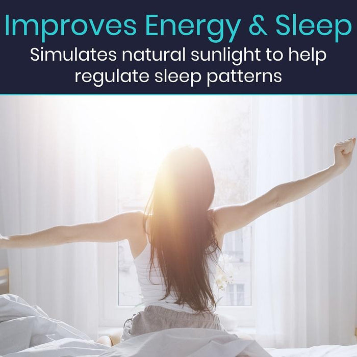 Improves energy & sleep. Simulates natural sunlight to help regulate sleep patterns.