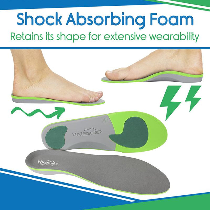 Shock absorbing foam. Retains its shape for extensive wearability