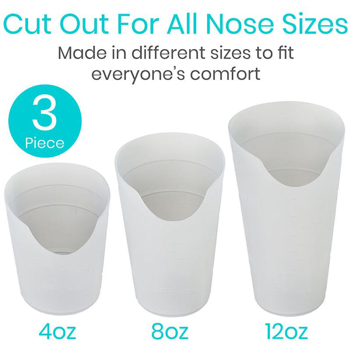 4oz, 8oz, & 12oz nosey dysphagia cup set