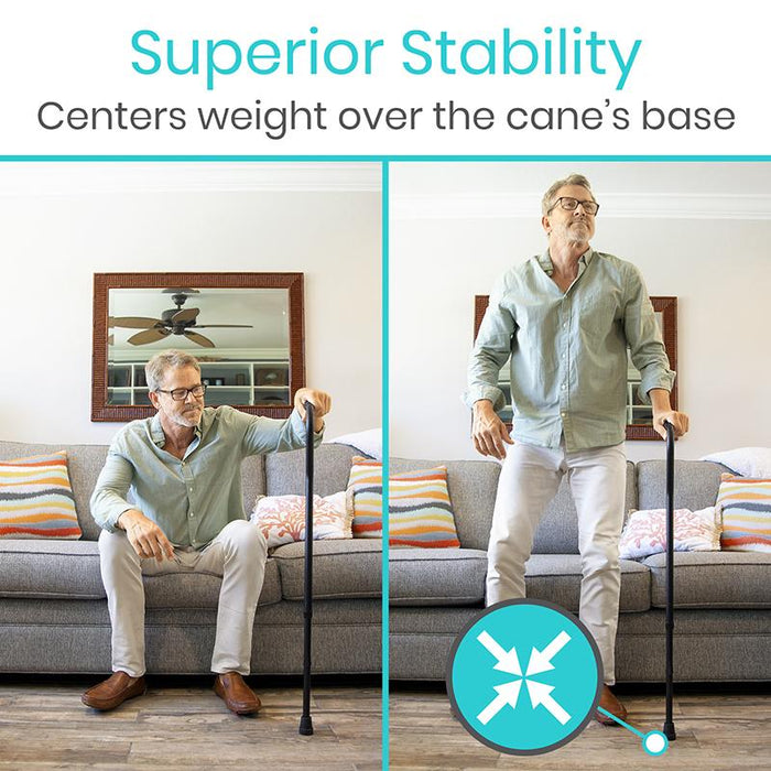 Superior Stability Centers weight over the cane’s base