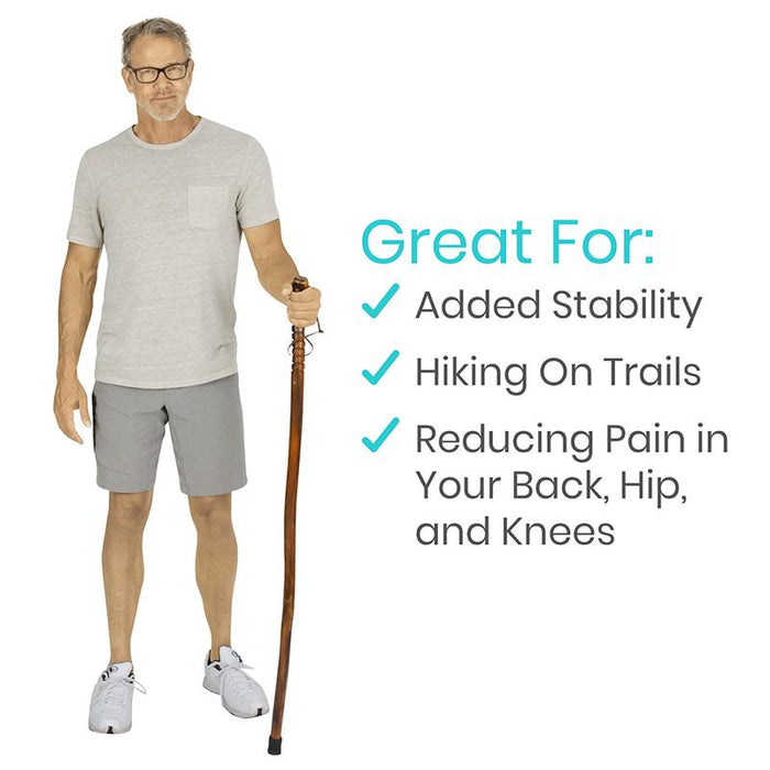 Great for added stability, hiking on trails, reducing pain in your back, hip and knees