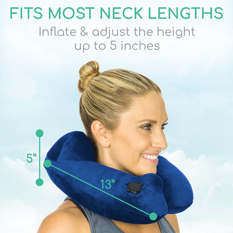 Neck Pillows for Travel, Inflatable Neck Pillow for Airplane, Adjustable Neck/Chin Support Pillow for Trains, Cars, Travel Accessories for Airplane