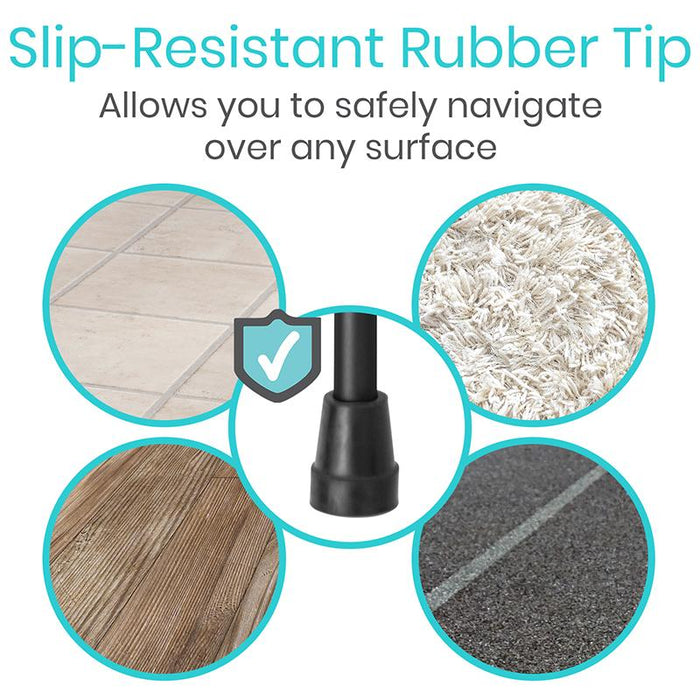 Slip-Resistant Rubber Tip Allows you to safely navigate over any surface