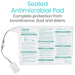 Sealed Antimicrobial Pad, complete protection from incontinence, dust and debris