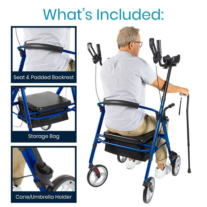 Upright walker series T with bag and seat