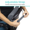Adjustable Strap. Easily secures to any seat
