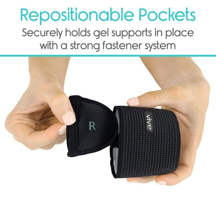 Repositionable Pockets. Securely holds gel support in place with a strong fastener system