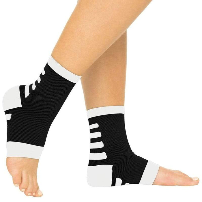 Ankle Compression Socks (2 Pair) Black with White