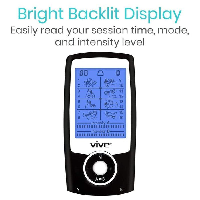 Bright Backlit Display to easily read your session time, mode and intensity level.