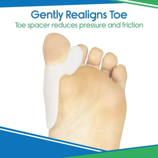 Gently Realigns Toe, Toe spacer reduces pressure and friction