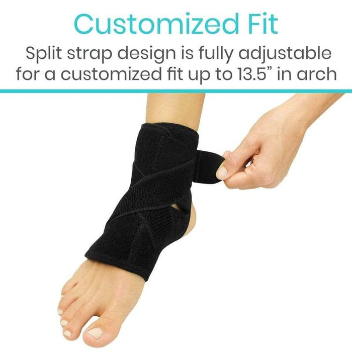 Customized Fit, Split strap design is fully adjustable for a customized fit up to 13.5" in arch