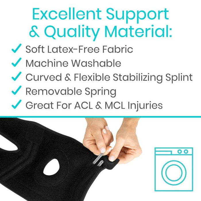 Excellent Support & Quality Material: Soft Latex-Free Fabric, Machine Washable, Curved&Flexible Stabilizing Splint, Removable Spring, Great For ACL&MCL Injuries