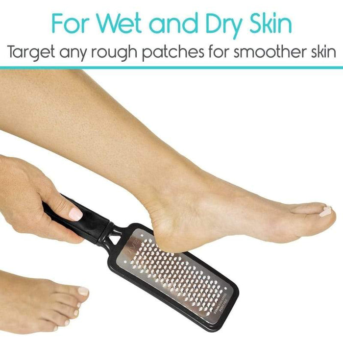 For Wet and Dry Skin, Target any rough patches for smoother skin