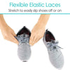 Flexible Elastic Laces. Stretch to easily slip shoes off or on