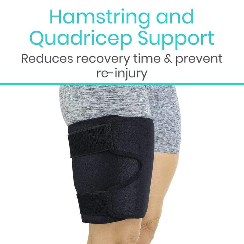 Thigh Brace - Hamstring Quad Wrap - Adjustable Compression Sleeve Support  for Pulled Groin Muscle, Sprains, Quadricep, Tendinitis, Workouts,  Cellulite