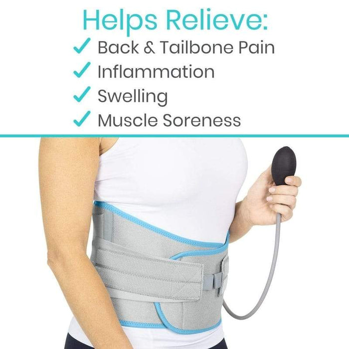 helps relieve: back & tailbone pain, inflammation. swelling and muscle sorness