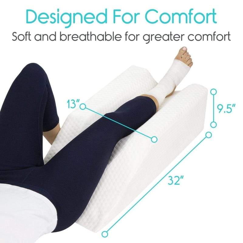 Ebung Leg Elevation Pillow with Cooling Gel - Memory Foam Leg Rest -  Elevating Foam Wedge- Relieves Leg Pain, Hip and Knee Pain