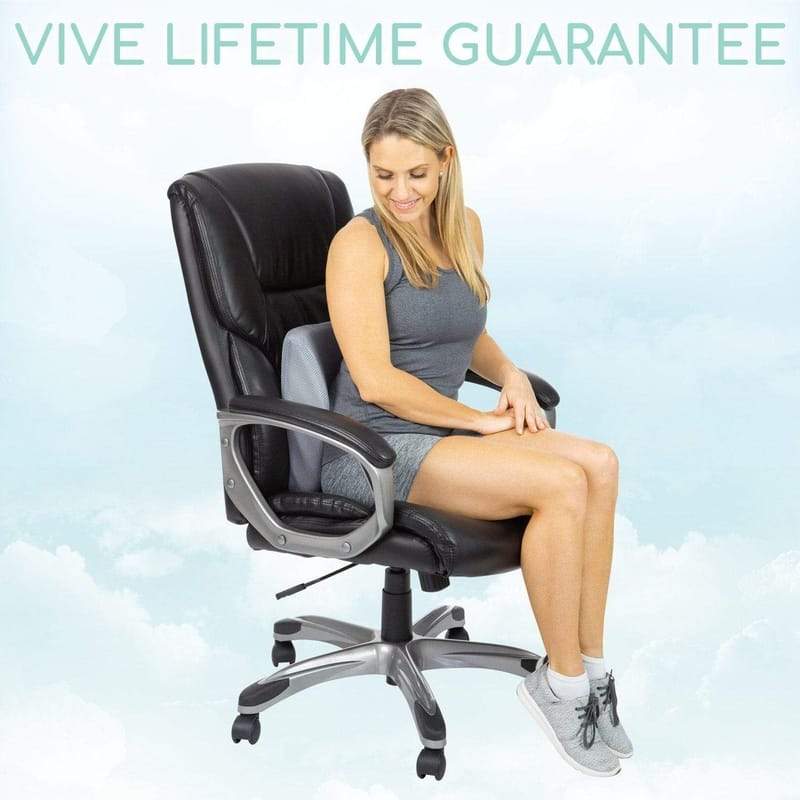 Vive Full Lumbar Cushion - Memory Foam Contour Support for Lower Back Pain  - Ergonomic Pressure Relief for Office Chair, Car - Large Mesh Orthopedic