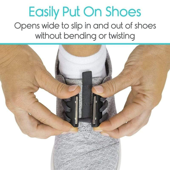 Easily Put On Shoes. Opens wide to slip in and out of shoes without bending or twisting