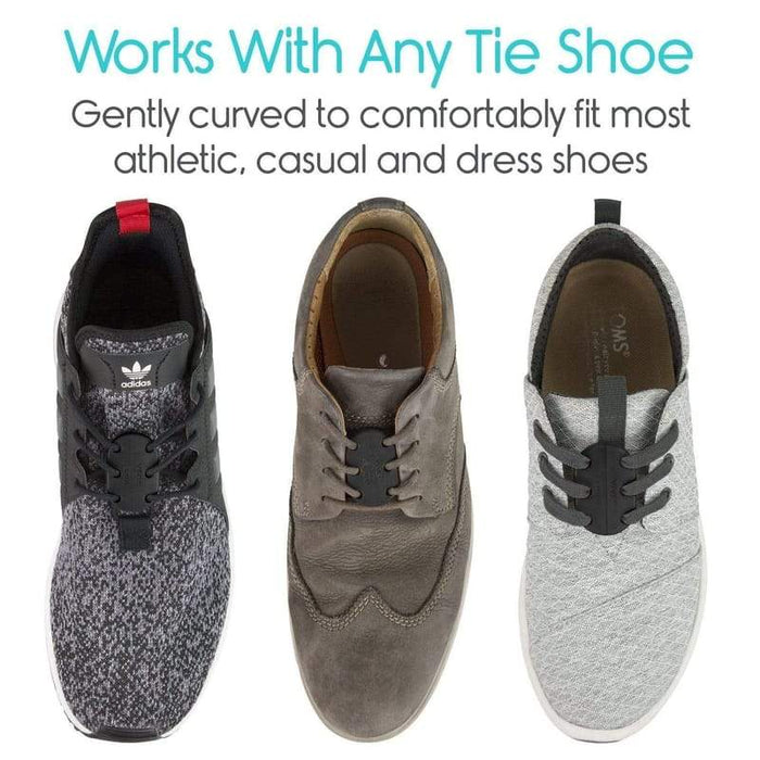 Works With Any Tie Shoe. Gently curved to comfortably fit most athletic, casual and dress shoes