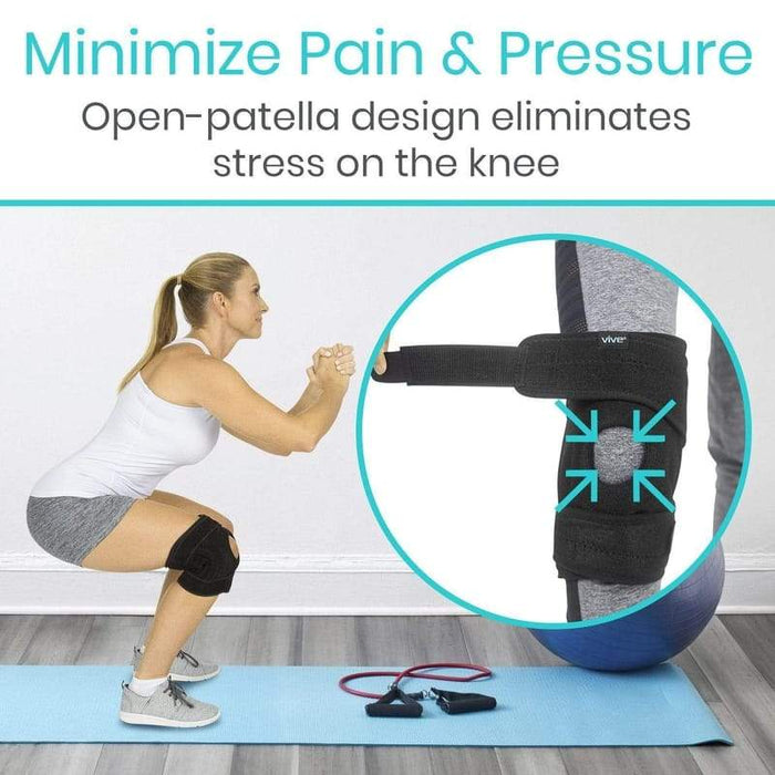 Minimize Pain & Pressure, Open-patella design eliminates stress on the knee