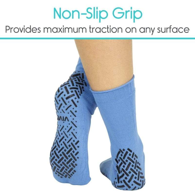 Double Sided Slipper Socks, Non Skid Hospital Travel Slipper Socks XXL,  Grey #2194