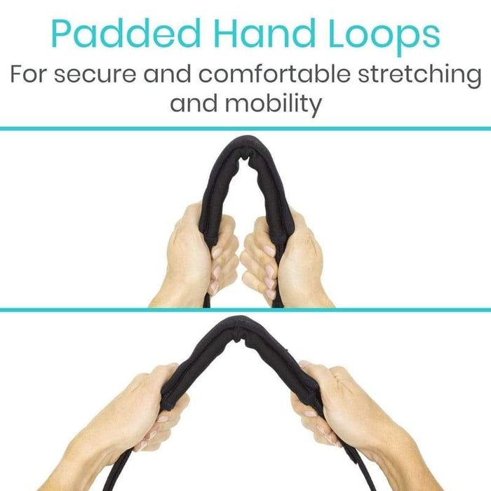 Padded Hand Loops For secure and comfortable stretching and mobility