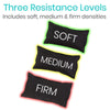 Three Resistance Levels Includes soft, medium & firm densities