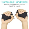 Contoured Hand Grips, Plush microfiber filling forms to either hand