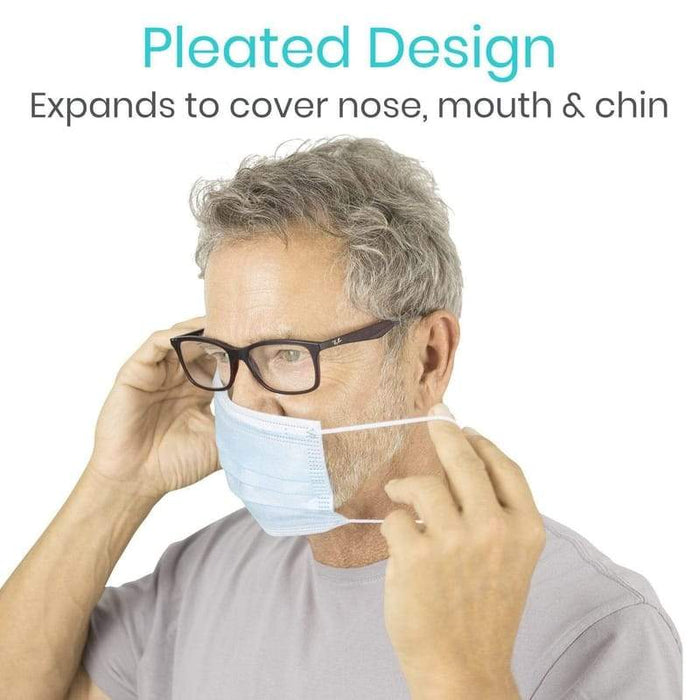 Pleated Design. Expands to cover nose, mouth and chin