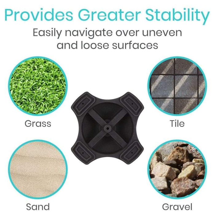 Provides Greater Stability, Easily navigate over uneven and loose surfaces: Grass, Tile, Sand, Gravel