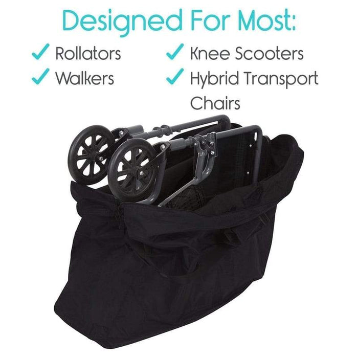 Designed for most rollators, walkers, knee scooters, hybrid transport chairs