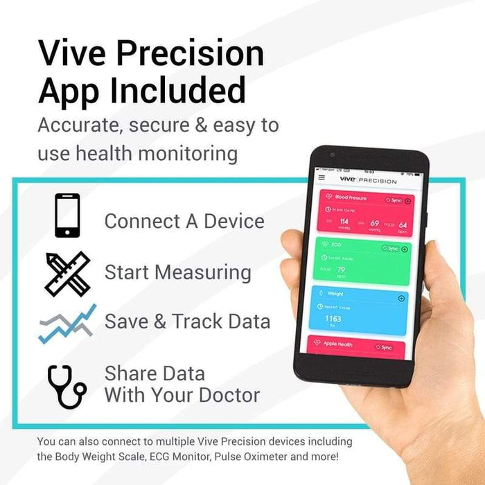 Vive Precision App Included, Accurate, secure & easy to use health monitoring