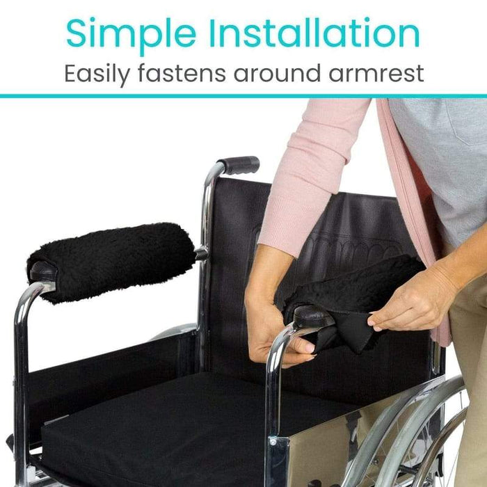 The armrests are easy to install and fasten around the armrest