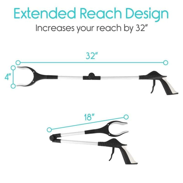 Extended Reach Design. With the length of 32 inches and 18 inches long when folded