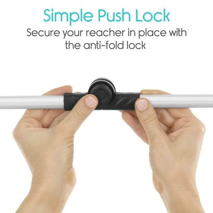 Simple Push Lock. Secure your Reacher in place with the anti-fold lock