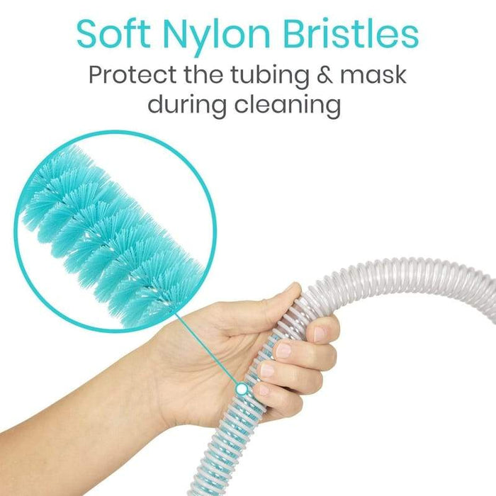 Soft Nylon Bristles. Protect the tubing & mask during cleaning