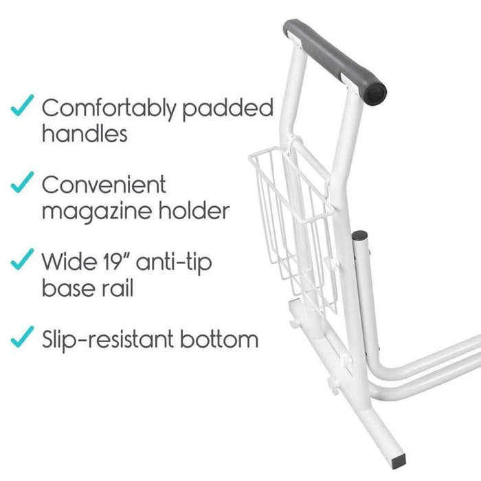 Comfortably Padded Handles, Convenient Magazine Holder, Wide 19" Anti-Tip Base Rail, Slip-Resistant Bottom