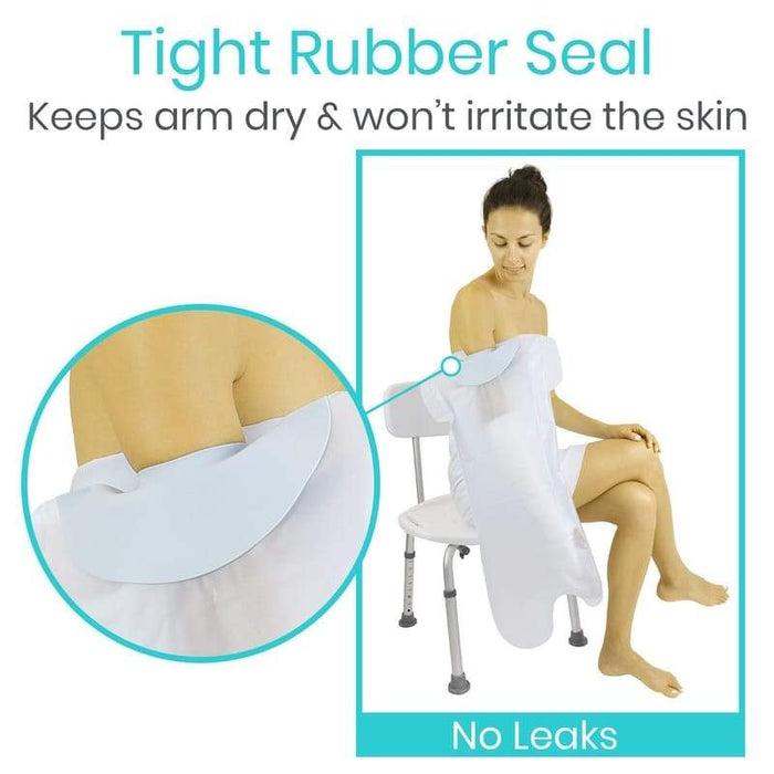 Tight Rubber Seal. Keeps arm dry & won't irritate the skin