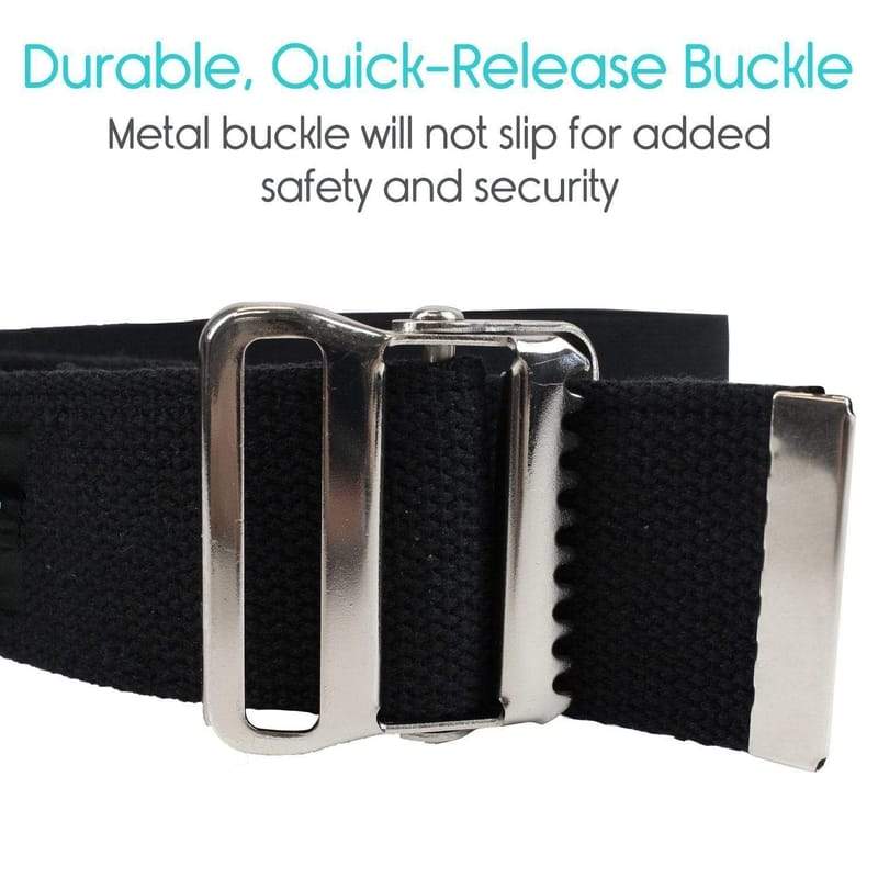 Secure Quick Release Transfer Gait Belt - 60 inch - Black - One Year Warranty