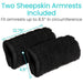 Two sheepskin armrests are included and fit armrests up to 8.5 inches in circumference