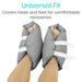 Universal fit. Covers Heels and feet for comfortable recoveries 