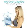 Two Quart Capacity With marked fill guidelines