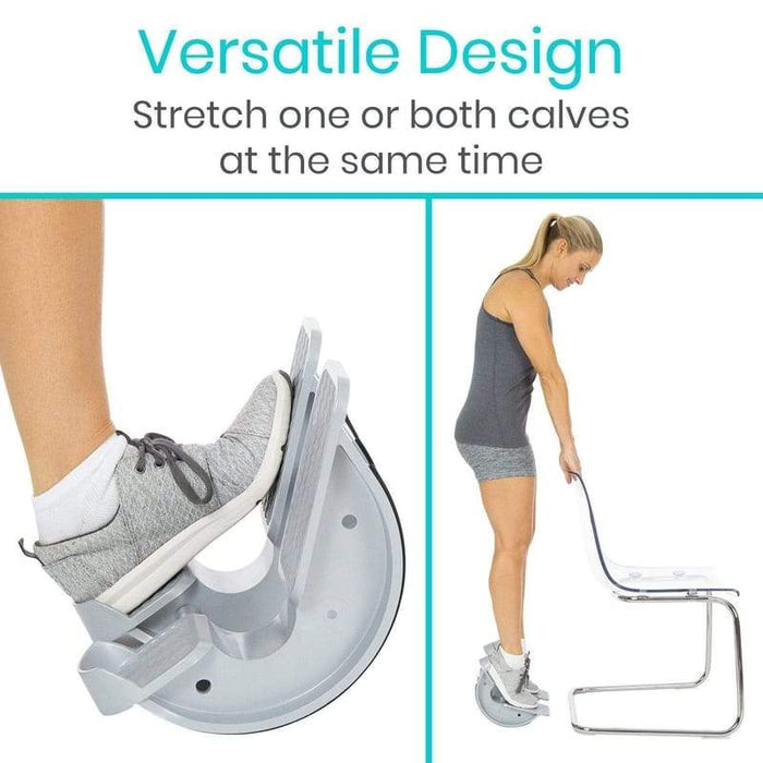 Versatile design. Stretch one or both calves at the same time