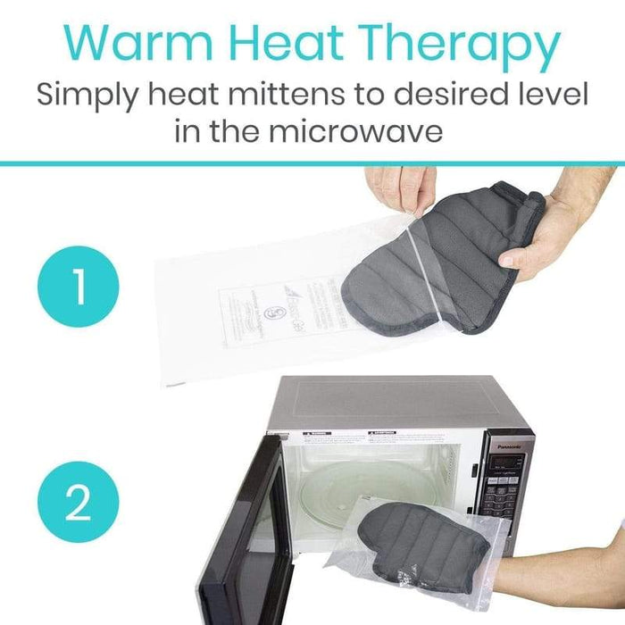 Warm Heat Therapy, Simply heat mittens to desired level in the microwave